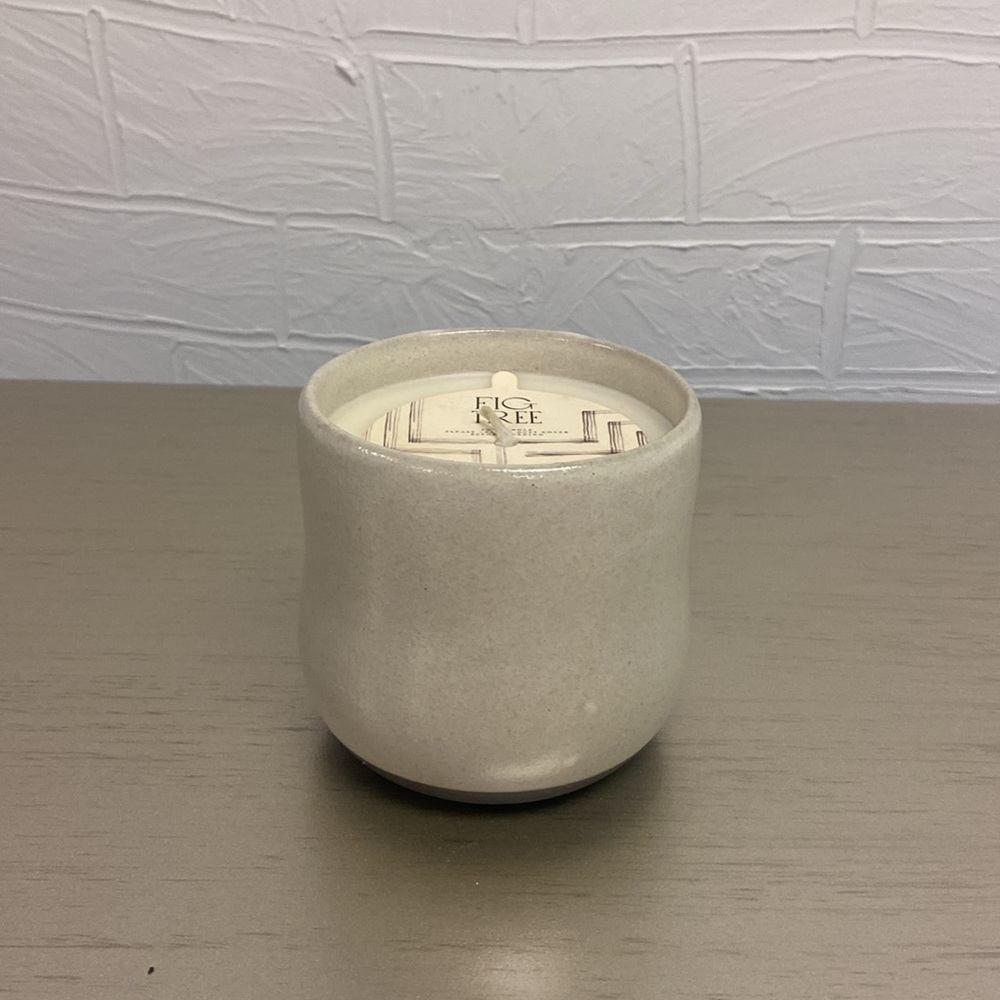 Anthropologie Candle, Neutral Color Ceramic Candle, Fig Tree, Soy Candle